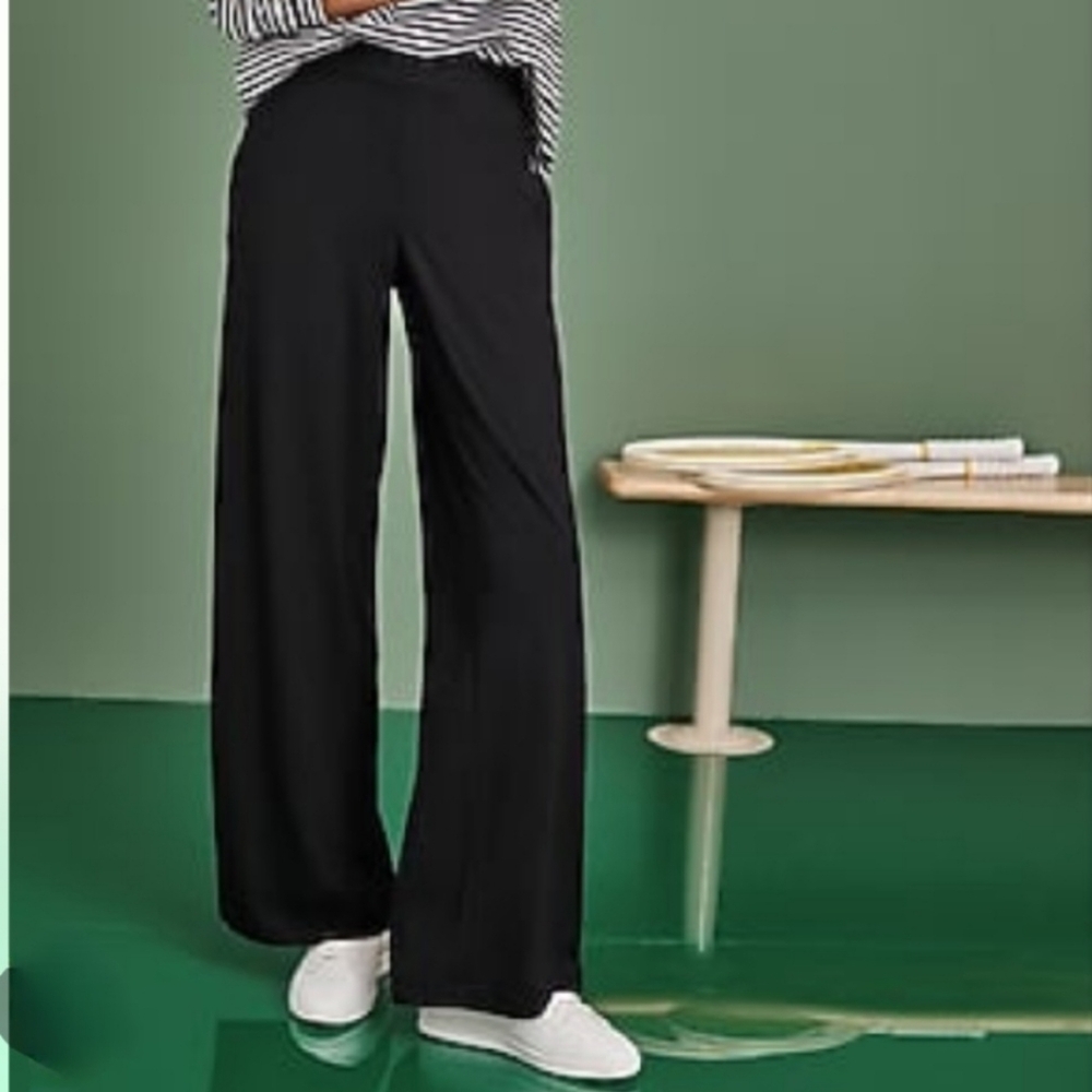 J. Jill Stretch Womens  Wide Straight Leg Pants Black Size 18
